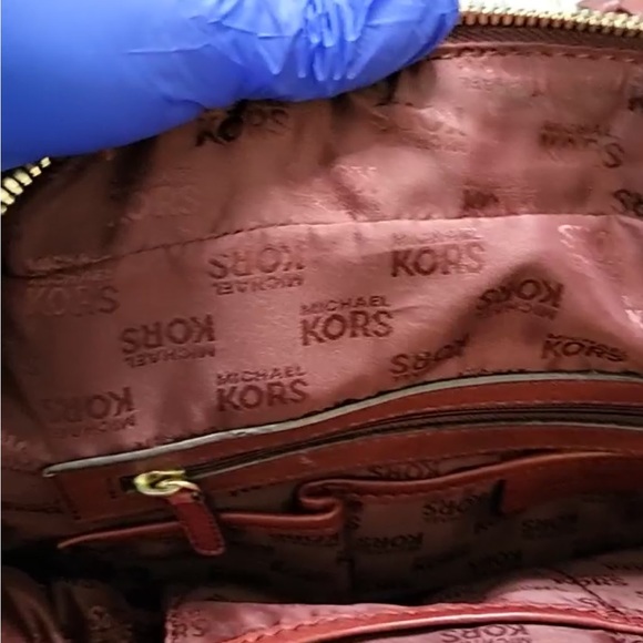 Michael Kors Astor Burgundy Leather with Goldtone Grommets Shoulder Bag - Picture 6 of 11